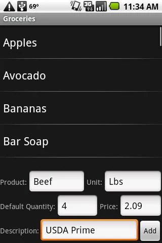 Shopping List Plus Application Screenshots