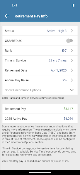 Military Retirement Application Screenshots Military Retirement Application Screenshots
