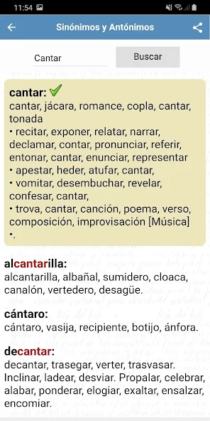 Diccionario Sinónimos Application Screenshots