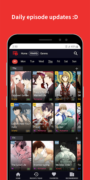 Toomics Application Screenshots