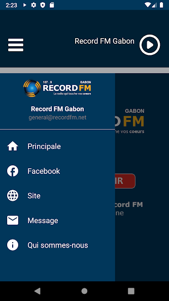 Record FM Gabon Application Screenshots Record FM Gabon Application Screenshots