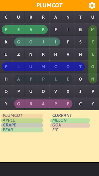 Fruits Word Search Application Screenshots Fruits Word Search Application Screenshots