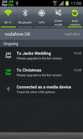 Countdown in Status Bar Application Screenshots