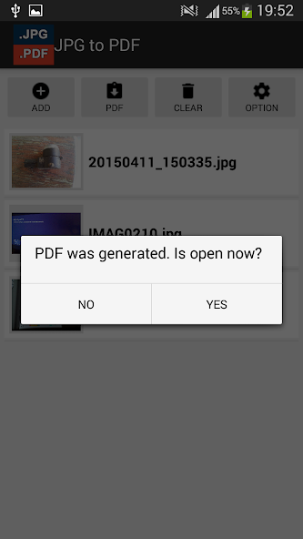 JPG to PDF Converter Application Screenshots