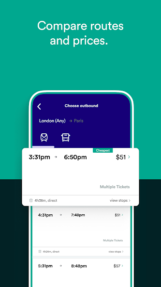 Trainline Application Screenshots
