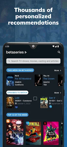 BetaSeries Application Screenshots BetaSeries Application Screenshots