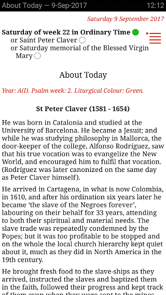 Catholic Calendar Universalis Application Screenshots