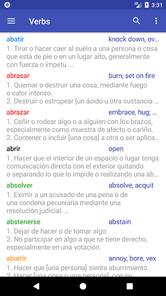 Verbos Español Application Screenshots