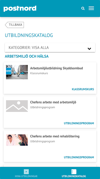 PostNord Learning Application Screenshots PostNord Learning Application Screenshots