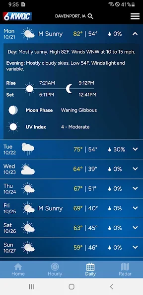 QCWeather Application Screenshots