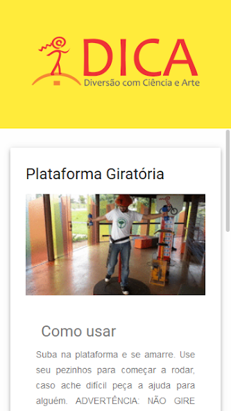 Museu Dica Application Screenshots