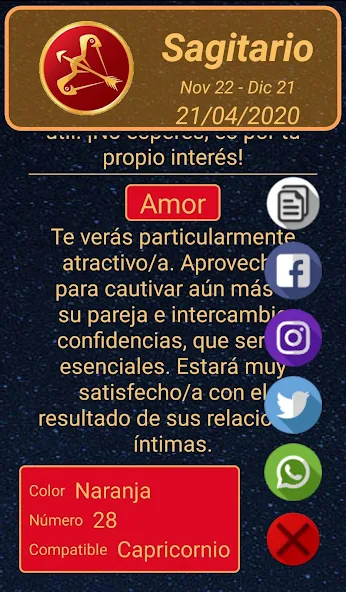 Horóscopo Application Screenshots Horóscopo Application Screenshots