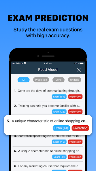 PTE Application Screenshots