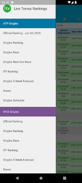 Live Tennis Rankings / LTR Application Screenshots Live Tennis Rankings / LTR Application Screenshots
