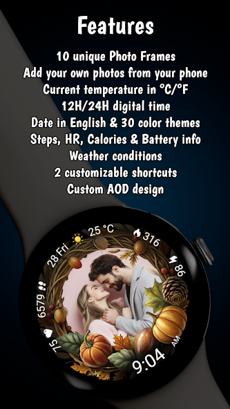 Autumn Photo Frames for WearOS Application Screenshots Autumn Photo Frames for WearOS Application Screenshots