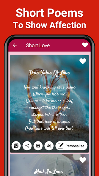 Love Poems Application Screenshots Love Poems Application Screenshots