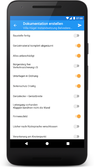 ScaffOrga Application Screenshots