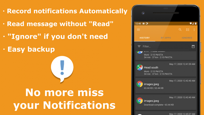 Past Notifications Application Screenshots Past Notifications Application Screenshots
