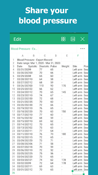 Blood Pressure Tracker (Paid) Application Screenshots