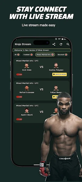 LIVE NBA NFL MLB Streams Application Screenshots LIVE NBA NFL MLB Streams Application Screenshots