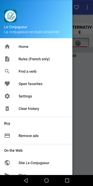 Le Conjugueur Application Screenshots Le Conjugueur Application Screenshots