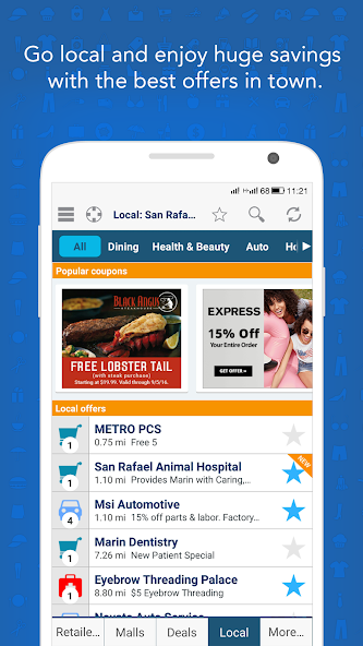 Coupons and Shopping GeoQpons Application Screenshots