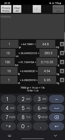 weight conversion calculator Application Screenshots weight conversion calculator Application Screenshots