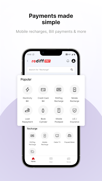 Rediffmail Application Screenshots