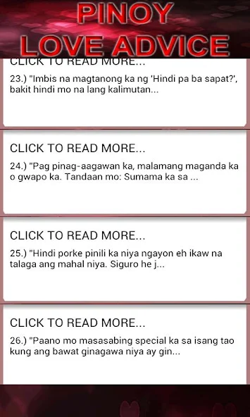 Pinoy Love Advice Application Screenshots