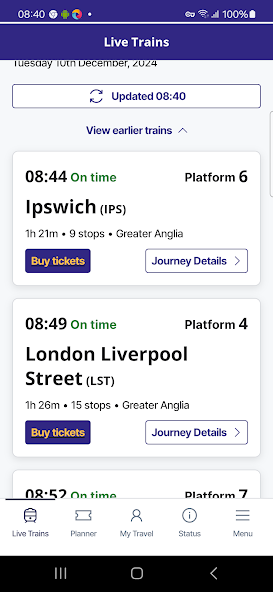 National Rail Enquiries Application Screenshots National Rail Enquiries Application Screenshots