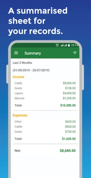 Farmer's Income & Expense Manager Application Screenshots