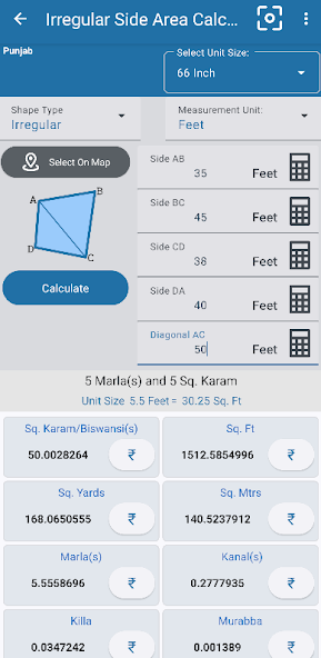 Land Area Calculator And Converter Application Screenshots Land Area Calculator And Converter Application Screenshots