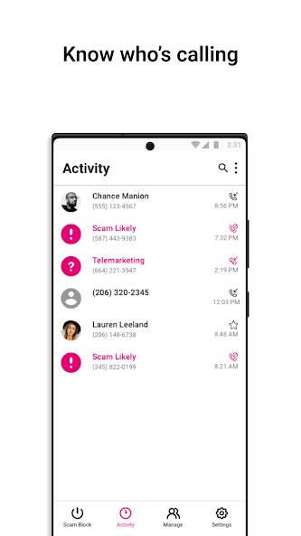 TMobile NAME ID Application Screenshots