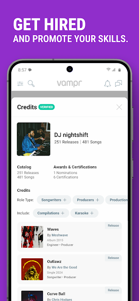 Vampr Application Screenshots