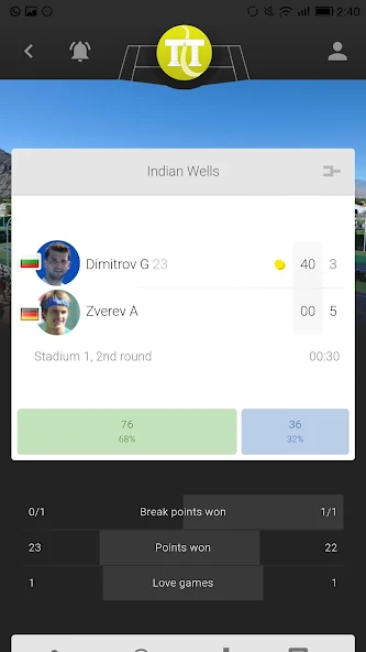 Tennis Temple - Live Scores Application Screenshots
