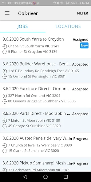 CoDriver Application Screenshots CoDriver Application Screenshots