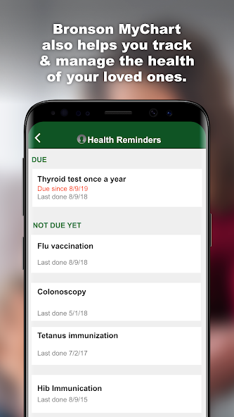 Bronson MyChart Application Screenshots