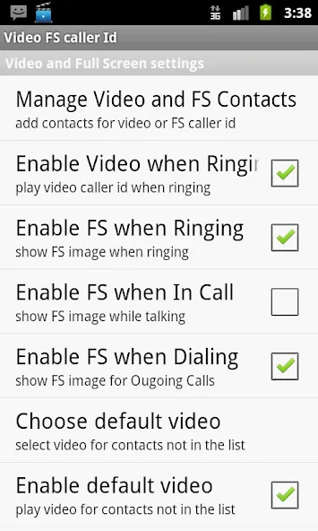 Video FS caller Id Application Screenshots