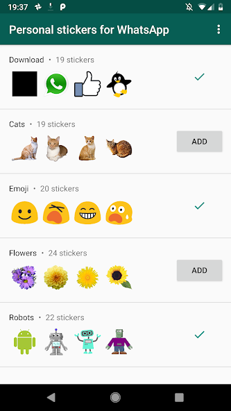 Personal stickers for WhatsApp Application Screenshots