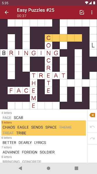 Fill-In Crosswords Application Screenshots