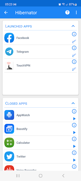 Hibernator Application Screenshots