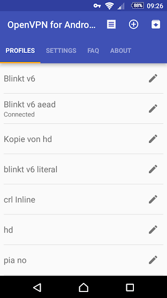 OpenVPN for Android Application Screenshots