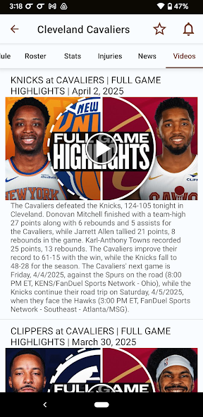 Sports Alerts - NBA edition Application Screenshots Sports Alerts - NBA edition Application Screenshots